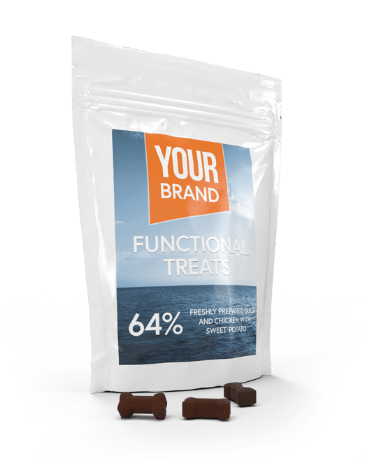 We have developed 5 unique Functional Treats for both cats and dogs formulated to provide various functional benefits such as Skin & Coat, Digestive, Dental, Calming and Immune. Each Functional Treat recipe is formulated with a minimum of 50% freshly prepared protein sources.