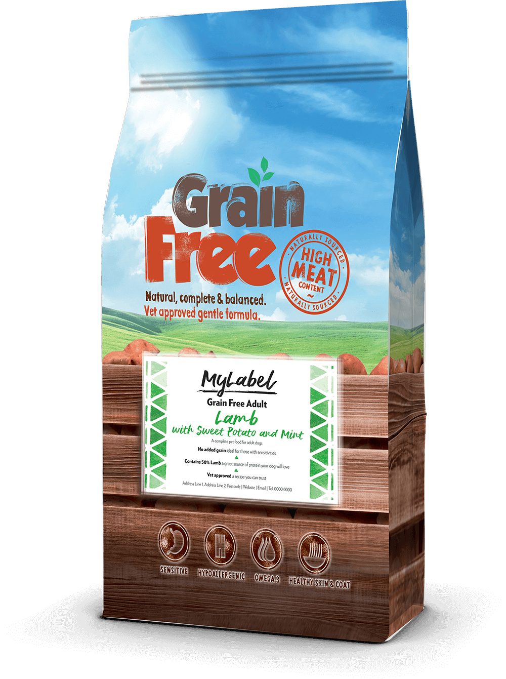 Řada krmiv pro domácí mazlíčky Grain Free zahrnuje výběr těch nejkvalitnějších čerstvě připravených, výživných a vysoce stravitelných zdrojů živočišných bílkovin dokonale přizpůsobených kočkám i psům.